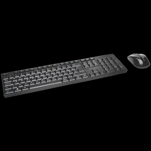 Pro Fit™ Low-Profile Wireless Desktop Set with spill-proof keyboard with multimedia keys, ambidextrous mouse and AES encryption